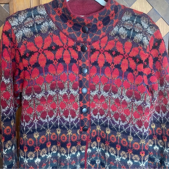 Intiwara Alpaca Floral Cardigan Sweater Size Small - Picture 3 of 10